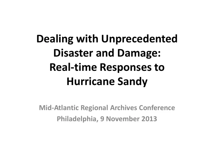 disaster and damage real time responses to hurricane sandy