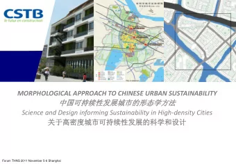 MORPHOLOGICAL APPROACH TO CHINESE URBAN SUSTAINABILITY