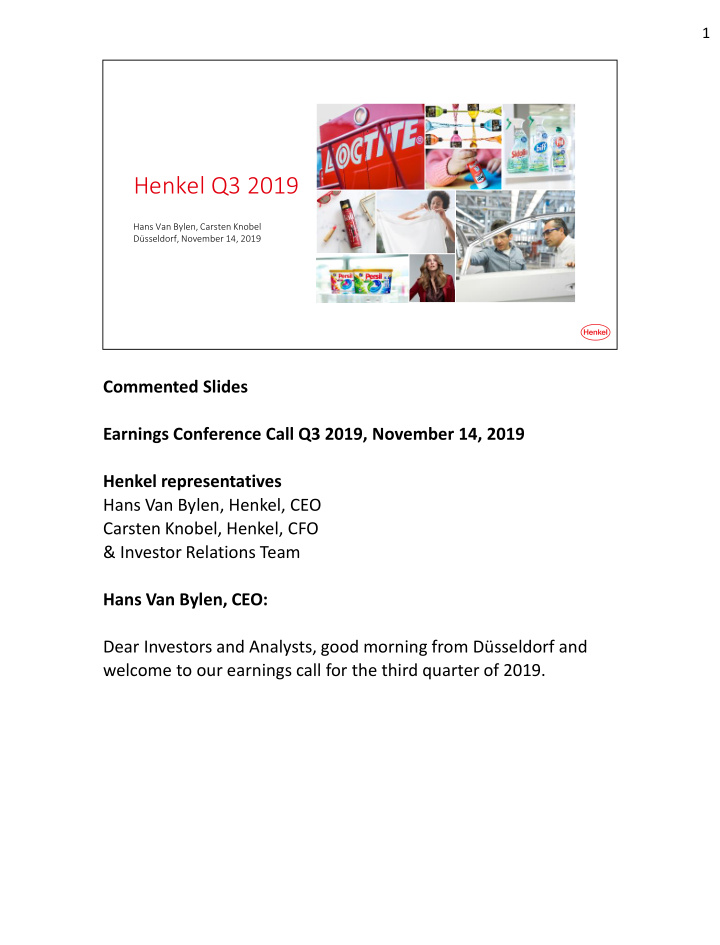 henkel q3 2019