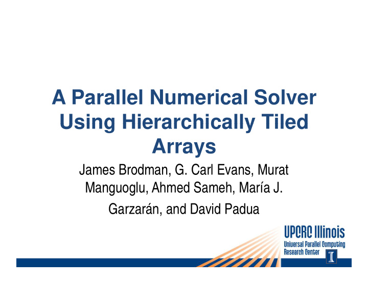 a parallel numerical solver using hierarchically tiled