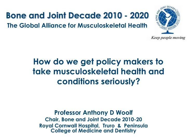 bone and joint decade 2010 2020