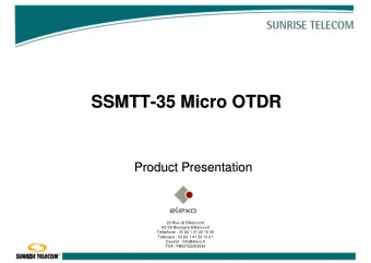 SSMTT-  -35 Micro OTDR  35 Micro OTDR  SSMTT  Product Presentation  Product Presentation  20 Rue de