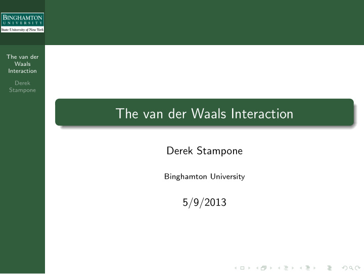 the van der waals interaction