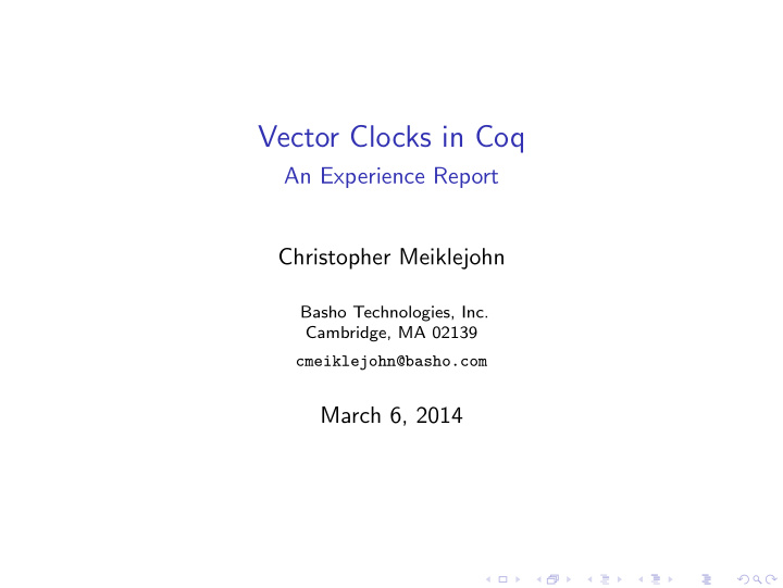 vector clocks in coq