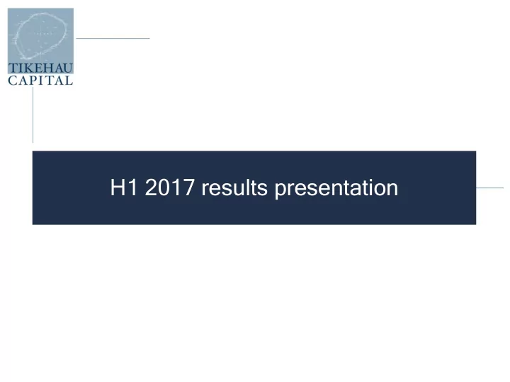 h1 2017 results presentation