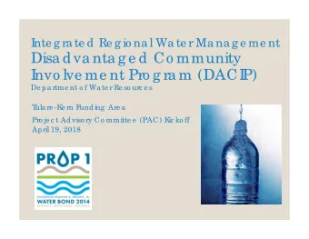 Disa dva nta g e d Co mmunity  I  nvo lve me nt Pro g ra m (DACI  P)  De pa rtme nt o f Wa te r Re