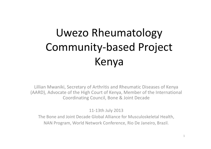 uwezo rheumatology community based project kenya