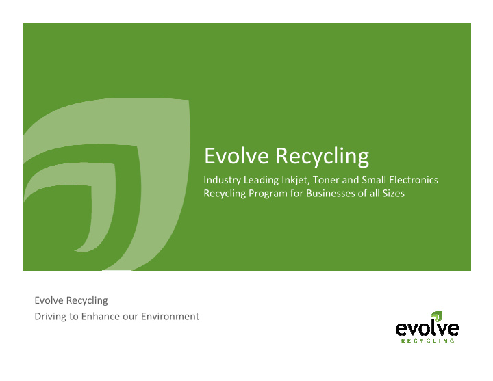 evolve recycling