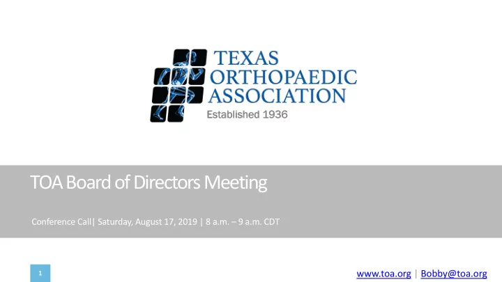 toa board of directors meeting
