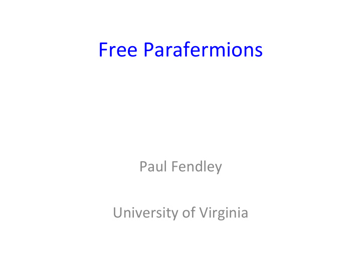 free parafermions