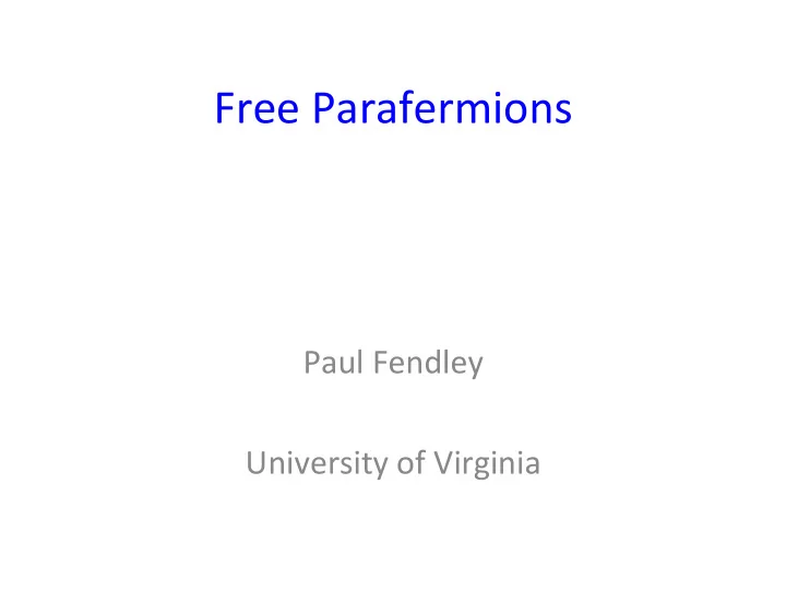 free parafermions