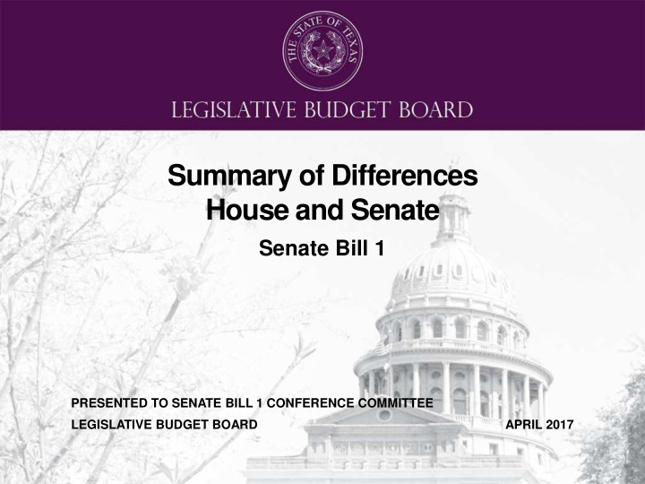 summary of differences house and senate
