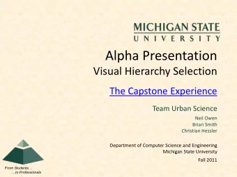 Alpha Presentation  Visual Hierarchy Selection  The Capstone Experience  Team Urban Science  Neil