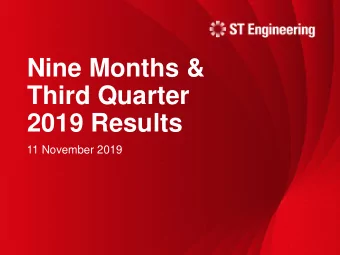 Nine Months &amp;  Third Quarter  2019 Results  11 November 2019  Agenda   Group Highlights