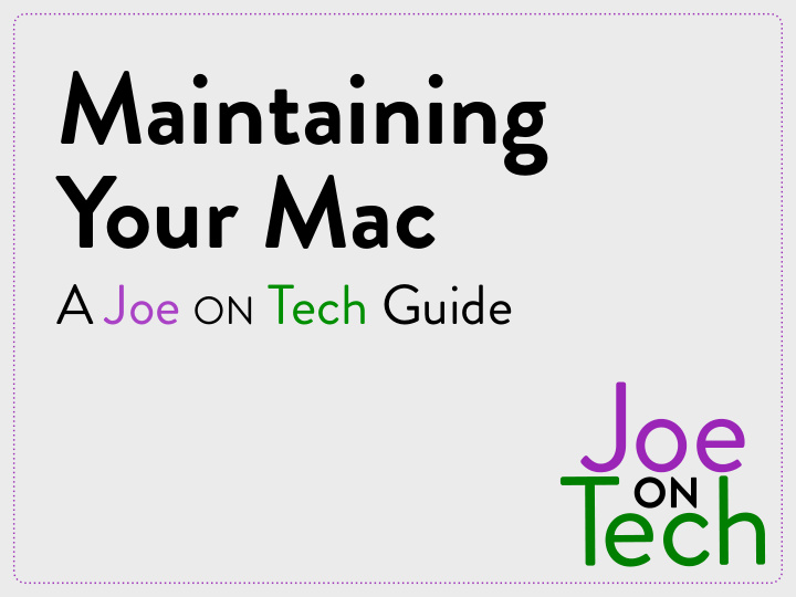 maintaining your mac
