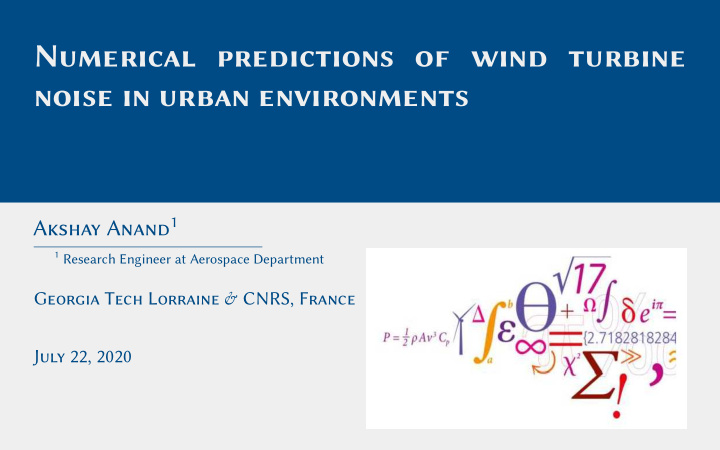 numerical predictions of wind turbine noise in urban