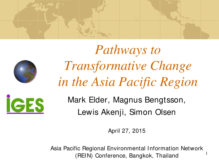 pathways to transformative change in the asia pacific