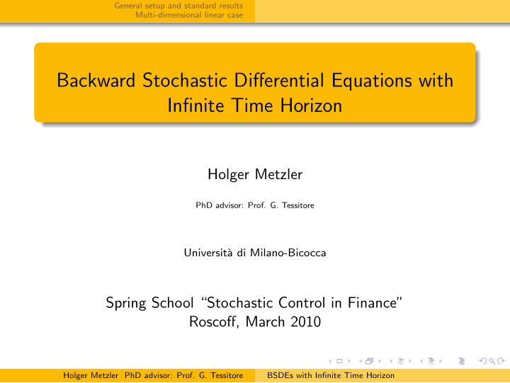 backward stochastic differential equations with infinite
