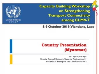 Country Presentation  (Myanmar)  Dr. Myo Nyein Aye  Deputy General Manager, Myanma Port Authority