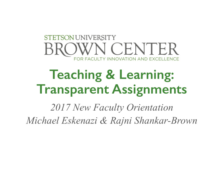 teaching learning transparent assignments