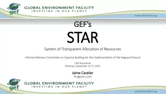 STAR  System of Transparent Allocation of Resources  Informal Advisory Committee on Capacity