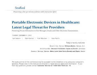 Portable Electronic Devices in Healthcare: Portable Electronic Devices in Healthcare: Latest Legal