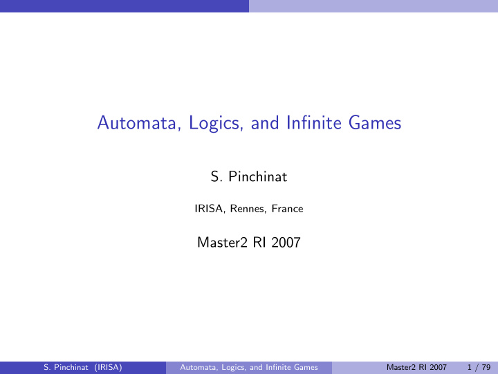 automata logics and infinite games