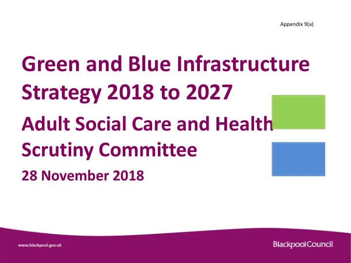 green and blue infrastructure strategy 2018 to 2027