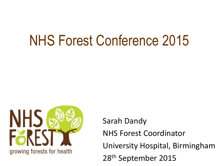 nhs forest conference 2015