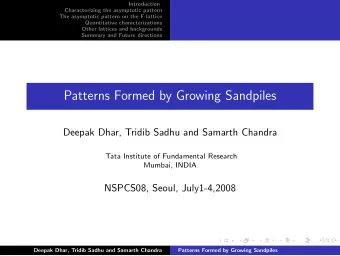 Patterns Formed by Growing Sandpiles  Deepak Dhar, Tridib Sadhu and Samarth Chandra  Tata Institute