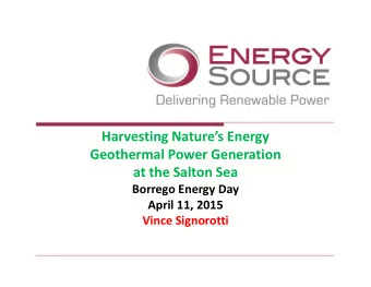 Harvesting Natures Energy  Harvesting Natures Energy  Geothermal Power Generation  at the