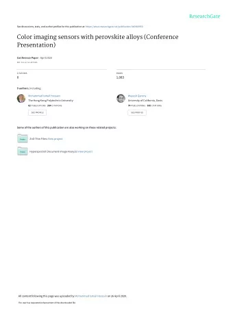 Color imaging sensors with perovskite alloys (Conference  Presentation) Conference Paper  April