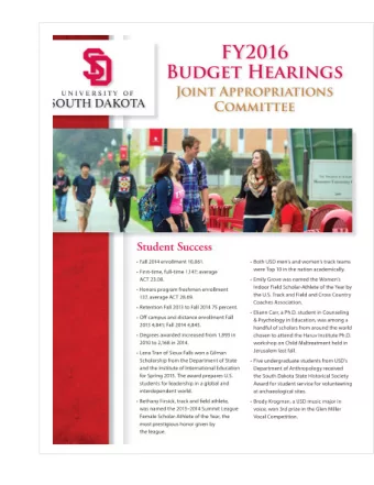 FY2016  BUDGET HEARINGS  0  APP O RIAT 0 UNLVERSLTY OF ;ou TH DAKOTA  COMMI  E Student Success