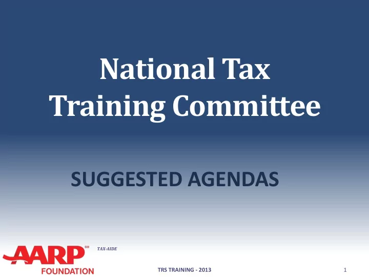 national tax training committee
