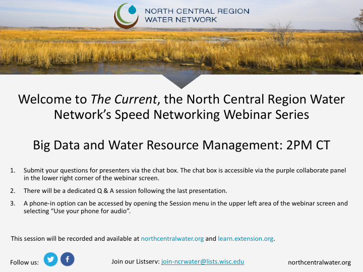 welcome to the current the north central region water