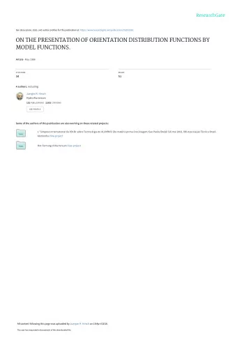 ON THE PRESENTATION OF ORIENTATION DISTRIBUTION FUNCTIONS BY  MODEL FUNCTIONS. Article  May 1986