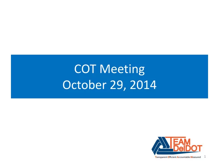 cot meeting