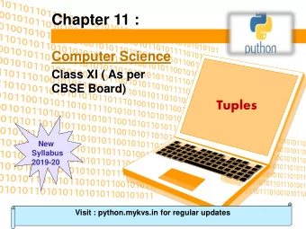 Chapter 11 :  Computer Science  Class XI ( As per  CBSE Board)  Tuples  New  Syllabus  2019-20