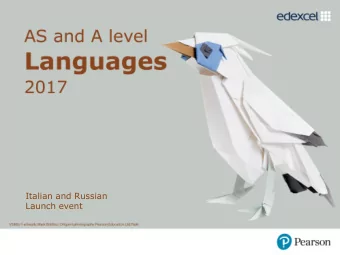 Italian and Russian  Launch event  Agenda  Introducing our specification  A level reforms and