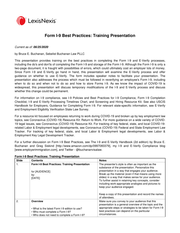 form i 9 best practices training presentation