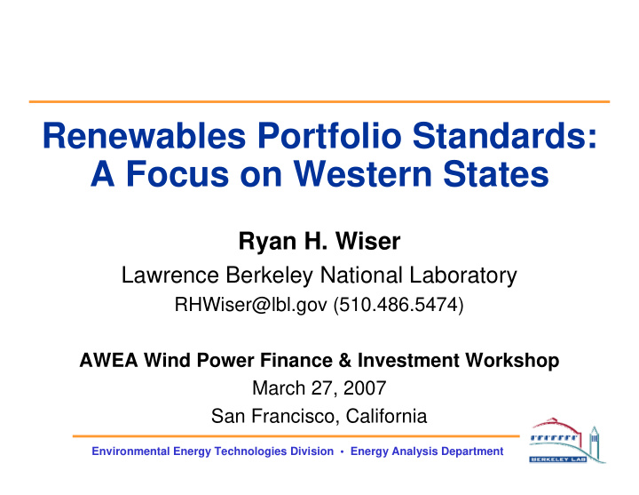 renewables portfolio standards a focus on western states