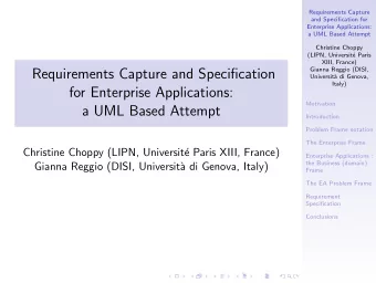 Requirements Capture and Specification  Universit`  a di Genova,  Italy)  for Enterprise