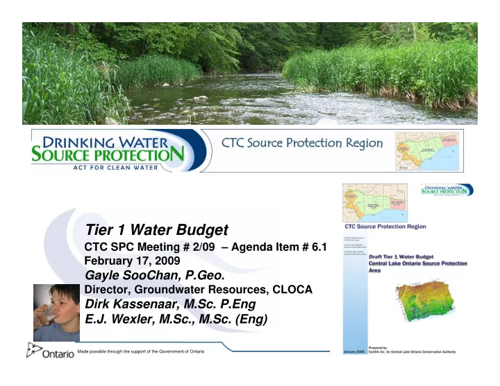 tier 1 water budget