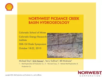 NORTHWEST  ST PI  PICEANCE CREEK  BASI SIN HYDROGEOLOGY Colorado School of Mines  Colorado Energy