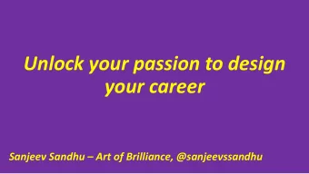Unlock your passion to design  your career Sanjeev Sandhu  Art of Brilliance, @sanjeevssandhu