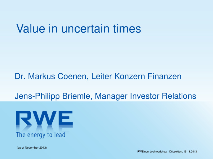 value in uncertain times