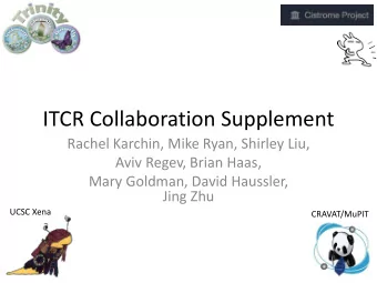 ITCR Collaboration Supplement  Rachel Karchin, Mike Ryan, Shirley Liu,  Aviv Regev, Brian Haas,