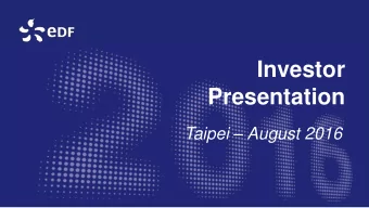 Investor  Presentation Taipei  August 2016  Disclaimer  This presentation does not constitute an