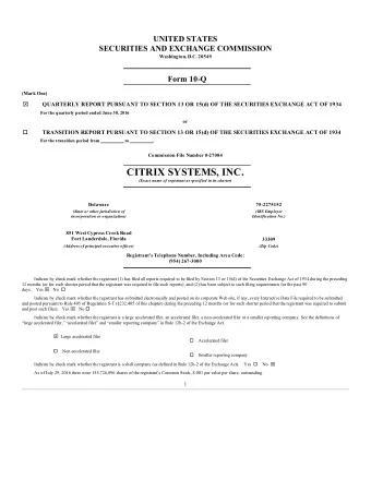 CITRIX SYSTEMS, INC.  (Exact name of registrant as specified in its charter)  Delaware  75-2275152