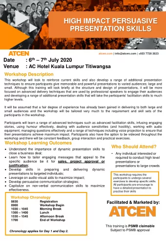 HIGH IMPACT PERSUASIVE  PRESENTATION SKILLS  atcen.com | info@atcen.com | +603 7728 2623 : 6 th